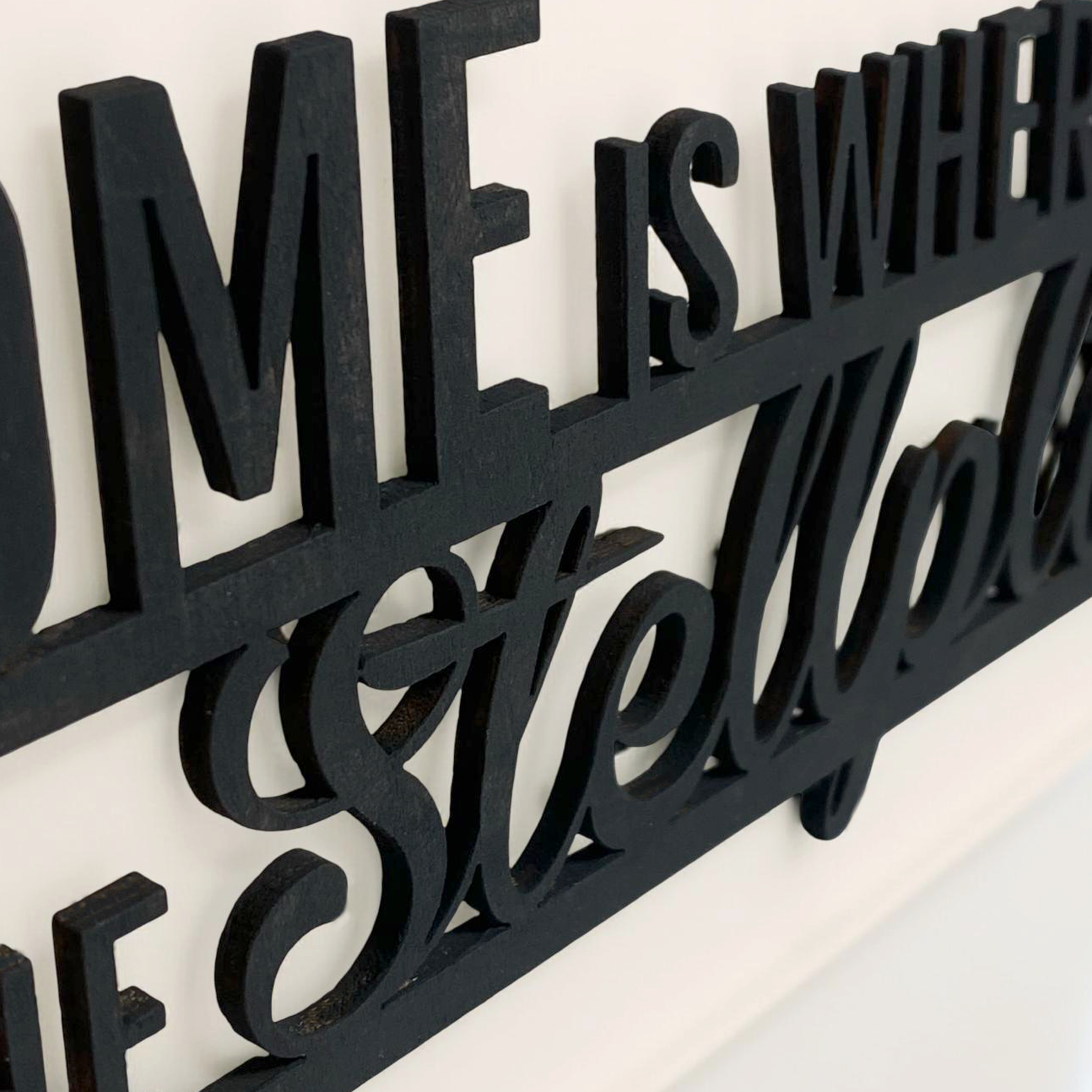 Schriftzug: HOME IS WHERE THE STELLPLATZ IS